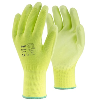 Kesztyű poliészter PU mártással TOP FLUO-Y PLUS, fluo srága, 11